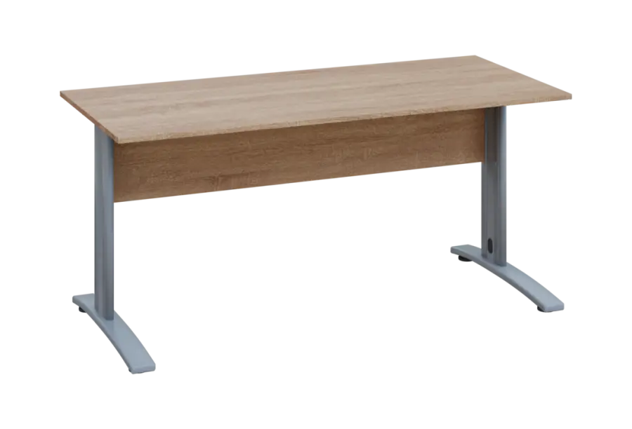 EPK 17 - 16 stůl kancelářský, kovová podnož stříbrná, deska 18 mm, široký 1600 mm, dub bardolino